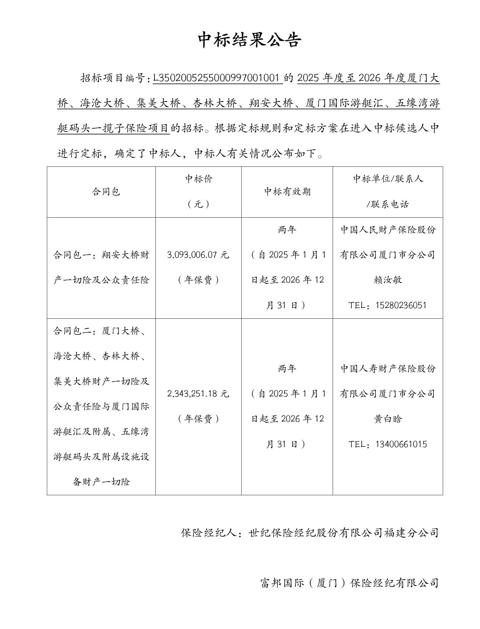 中標(biāo)結(jié)果公告-2025年度至2026年度廈門大橋、海滄大橋、集美大橋、杏林大橋、翔安大橋、廈門國際游艇匯、五緣灣游艇碼頭一攬子保險(xiǎn)項(xiàng)目_01.png